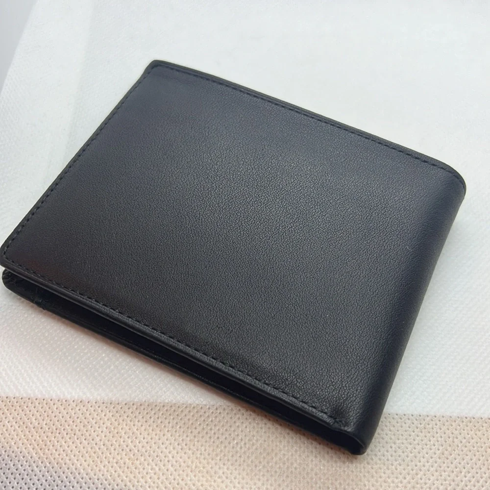 Perry Ellis Black Bi-Fold Soft Leather Wallet Pocket Planner - 10 Card Pockets